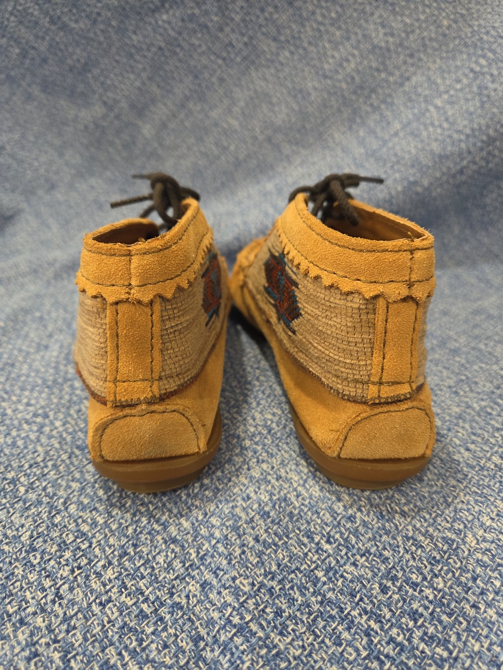 Minnetonka El Paso ankle boots Aztec geometric fabric pattern brown Suede Size 7 - Picture 4 of 8